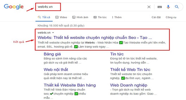 Website đã được Google tìm thấy